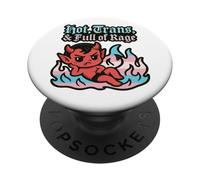 Trans Pride Devil Chibi LGBTQ+ Cute Angry Affirmation Design PopSockets Adhesive PopGrip
