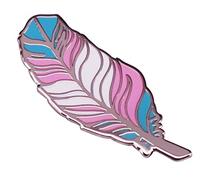 Trans Pride Feather Enamel Brooch Pin Transgender LGBTQ Badge Blue Pink and White Rainbow Feather Enamel Pin Badge Backpack Decoration Jewelry