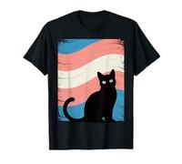Trans Pride Flag Black Cat Pink Blue Protect Trans Kids LGBT T-Shirt