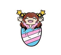 Trans Pride Flag Egg Crack Femme Gender Euphoria Kawaii Chibi Style Enamel Pin