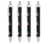 Trans Proud Cat Novelty Ballpoint Pen Printed Retractable Black Round Barrel Fine Point Pens 0.5mm 1/2/4 Pcs