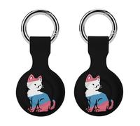 Trans Proud Cats Stylish Holder Cases Compatible with AirTag Silicone GPS Trackers Cover Keychain