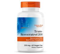 Trans-Resveratrol 200, Resveratrol with Red Wine Polyphenol, Non-GMO, Gluten Free, Soy Free, Vegan 60 Veggie Capsules