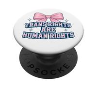 Trans Rights Are Human Preppy Coquette Bow Design PopSockets Adhesive PopGrip