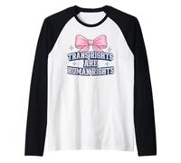 Trans Rights are Human Preppy Coquette Bow Design Raglan Baseball Tee