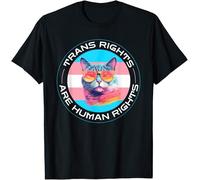 Trans Rights are Human Rights Cool Cat Kids Womens Mens T Shirt Small Black
