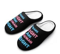 Trans Rights Are Human Rights Cotton Slippers for Men Non-Slip Breathable Winter House Slippers Indoor Outdoor 11-12（44-45）