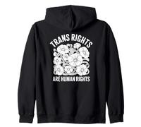 Trans Rights Are Human Rights Floral LGBTQ Pride Zip Hoodie