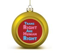 Trans Rights Are Human Rights Funny Baubles Christmas Ball Ornaments Plastic Hanging Xmas Tree Balls 1.6 Inch Holiday Decor