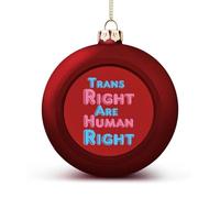 Trans Rights Are Human Rights Funny Baubles Christmas Ball Ornaments Plastic Hanging Xmas Tree Balls 1.6 Inch Holiday Decor
