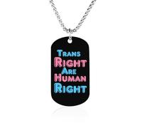 Trans Rights Are Human Rights Funny Memorial Necklace Lightweight Printed Photo Necklaces Metal Tag Pendant