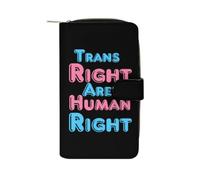 Trans Rights are Human Rights Leather Wallet Zipper Purse for ID Card