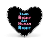Trans Rights Are Human Rights Printed Heart Brooches Colorful Fashion Pins Badge for Backpacks Shirts Scarf