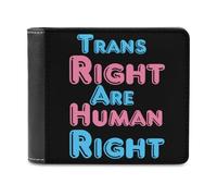 Trans Rights are Human Rights Printed Leather Wallet for Men ID Card Bifold Wallet Slim Large Capacity Money Clip