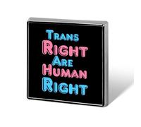 Trans Rights Are Human Rights Printed Square Brooches Colorful Fashion Pins Badge for Backpacks Shirts Scarf