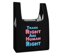 Trans Rights Are Human Rights Reusable Grocery Bags Waterproof Foldable Shopping Bag Tote Storage Pouch for Kitchen