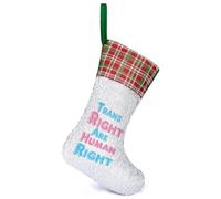 Trans Rights Are Human Rights Sequin Christmas Stockings Decor Green