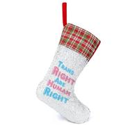 Trans Rights Are Human Rights Sequin Christmas Stockings Decor Red