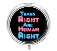 Trans Rights are Human Rights Travel Pill Organizer Portable Round Dispensers Medicine Case Daily Compartments for Easy Access