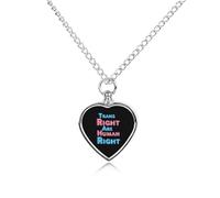 Trans Rights Are Human Rights Trendy Pet Ashes Necklace for Unisex Memorial Pendant Keepsake Urn Jewelry