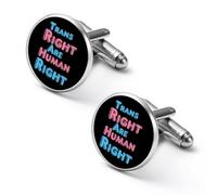 Trans Rights Are Human Rights Trendy Shirt Cufflinks for Men Silver Cuff Links Dress Shirts Wedding Office