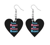 Trans Rights Are Human Rights Trendy Wooden Earrings for Women Boho Charms Studs Lightweight Dangle Drop Pendant Circular