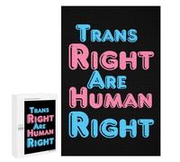 Trans Rights Are Human Rights Vertical Wooden Jigsaw Puzzles for Adults Challenge Intelligent Puzzle Letter on Back Picture Home Decor
