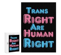 Trans Rights Are Human Rights Vertical Wooden Jigsaw Puzzles for Adults Challenge Intelligent Puzzle Letter on Back Picture Home Decor