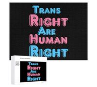 Trans Rights Are Human Rights Wooden Jigsaw Puzzles for Adults Challenge Intelligent Puzzle Letter on Back Picture Home Decor