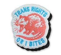 Trans Rights Or I Bites Patch Possum Embroidered Hook and Loop Patches Feminist Liberal LGBTQ Funny Queer Hook & Loop Embroidery Patch for Caps, Backpacks, Jackets, Uniform DIY Patches Gifts 3 Inches