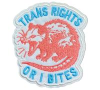 Trans Rights Or I Bites Patch Possum Embroidered Patches Feminist Liberal LGBTQ Funny Queer Sew On/Iron On Embroidery Patch for Jackets, Backpack, Hat, Uniform DIY Patches Gifts for Her Him 3 Inches