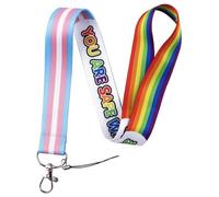 Pinstant Trans Transgender Gay LGBTQ Pride Rainbow Flag You Are Safe With Me Lesbian Queer Bisexual 17.7" Neck Lanyard Keychain Holder ID Badge Mobile Phone Pin Strap, Rainbow, 17.7 inches