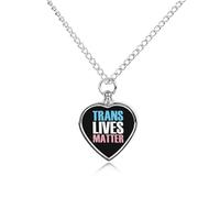 Trans Transgender Lives Matter Cremation Heart Urn for Ashes Necklace Memorial Jewelry Pendant for Pet Cat Dog