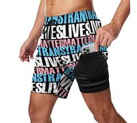 Trans Transgender Lives Matter -LGBT Pride Men's Swim Trunks Quick Dry 2 in 1 Beach Sports Shorts with Compression Liner And Pocket