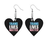 Trans Transgender Lives Matter Women's Wooden Earring Drop Dangle Earrings Pendant Jewelry Love