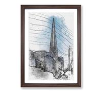 Transamerica Pyramid in San Francisco in Abstract Framed Print | A2 Walnut Framed Wall Art | Ready to Hang | Abstract Cityscape Picture | Living Room Bedroom Lounge Office