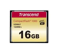 Transcend 16GB CompactFlash 1000 Memory Card, Up to 160/120 MB/s, Supports High-Speed Ultra DMA Transfer Mode 7, Ideal for Ultra-High Resolution Full HD, 3D and 4K UHDTV Video Recording TS16GCF1000