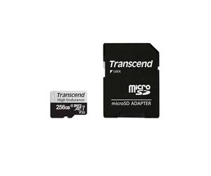 Transcend 256GB USD350V High Endurance microSD Card, 100MB/s, U3, C10, V30 | UHS-I microSDXC Memory Card with Adapter for Dashcam, Security Camera, Surveilance system