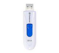 Transcend 32GB JetFlash 790 USB 3.0 Flash Thumb Drive, White | USB 3.2 Gen 1 Memory Stick, Capless Retractable Design with Keychain, Data Storage and Backup