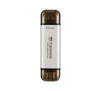 Transcend 512 GB Portable SSD High Speed Up to 1050 MB/s,Ultra Small, Supports Type-A/Type-C PS4/PS5 Tested to Work with USB 10Gbps, Silver - TS512GESD310S