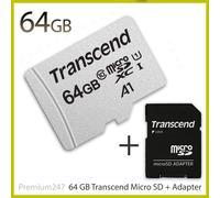 64GB Transcend 300S microSDXC UHS-I CL10 Memory Card with SD Adapter 95MB/sec