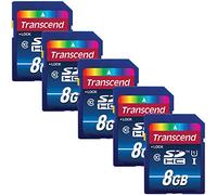 Transcend 8GB SDHC Memory Card Premium Class 10 UHS-I (Pack of 5) - Top Value Bundle