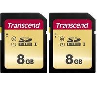 Transcend 8GB SDXC 500S Memory Card UHS- I, C10, U3, V30, 4K, Full HD, MLC, Up to 95/50 MB/s (appropriate for DSLR cameras and advanced camcorders) TS8GSDC500S (Pack of 2)