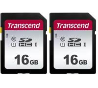 Transcend SDC300S 16GB SDHC, C10, U1 Memory Card, Speed up to 95MB/s for Digital Cameras (Pack of 2)
