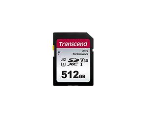Transcend SDC340S 512GB SDXC U3 V30 A2 Memory Card, Speed up to 160/90MB/s for 4K Video Recording TS512GSDC340S