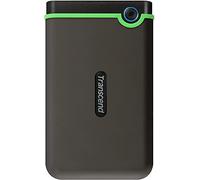 Transcend TS2TSJ25M3S-E StoreJet Stable, External USB 3.1 Hard Drive (HDD) Compact, Shock Resistant and Lightweight in Grey/Green, Plug and Play 2TB (Environmentally Friendly Packaging)