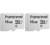 Transcend USD300S 16GB microSDHC Class 10 U1 Memory Card without SD Adapter TS16GUSD300S (Pack of 2)