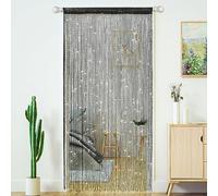 4 Pcs String Curtains for Doorways Glitter Beaded Curtains Door Sparkle Beads Curtain Open Closet Laundry Hanging Hippie Glisten Beads Window Girls Panel (Black, 39"×79" in)