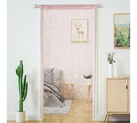 Transcosy String Curtains for Doorways Glitter Beaded Curtains Door Sparkle Beads Curtain Open Closet Laundry Hanging Hippie Glisten Beads Window Girls Panel (Light Pink, 39"×79" in)