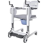 Transfer Chair Bathroom Wheelchairs Patient Lift Wheel Aid for Home, WheelShower w/180 Split Seat, Portable Bedside Commode w/Potty for Handicap Elderly Seniors